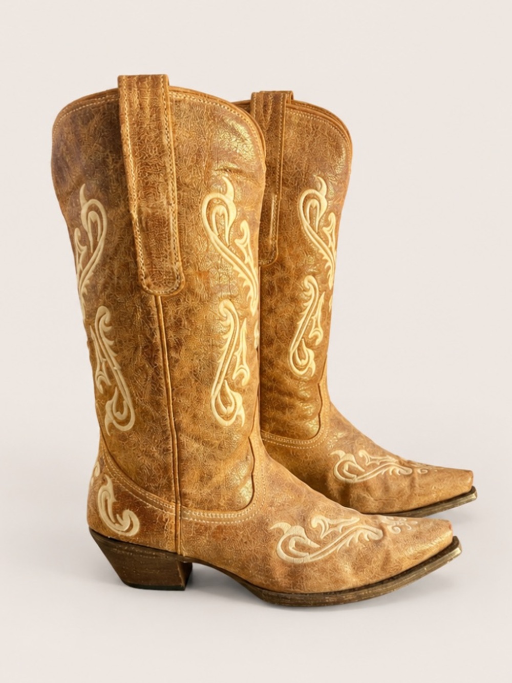 CORRAL Honey Cortez R1974 Leather Scroll fleur de lis Cowboy Western Boots 10